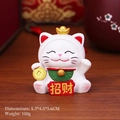 Cute white Maneki Neko figurine holding a gold coin and ingot for desk or car - WX001B Attracting Wealth Lucky Cat