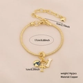 Gold-plated airplane and blue earth charm bracelet with heart pendant and adjustable chain - 3# Globe and Small Airplane
