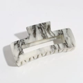 Detail of square hair claw clip featuring elegant black and white marble ink texture - Grey Ink Marble