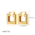 Minimalist 18K gold square lock earrings with 20mm dimensions and modern geometric design - Gold Horizontal Rectangle (T219_1)