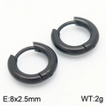 Black 8x2.5mm classic round stainless steel hoop earring for men and women - 8*2.5mm Black Ke113187-zz / A Pair Of [inner Diameters]
