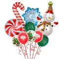 Christmas balloon set with Santa, candy cane, snowflake, and festive latex balloons - Smiling Snowman