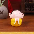 Cute yellow monk figurine in prayer pose, zen decor for desk, 4.4x4.4x5.6cm resin statue - Buddha Ornament