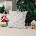 Light gray tufted Christmas tree pillow cover with elegant gold embroidery detail - Light Gray