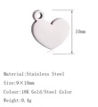 Polished heart-shaped stainless steel DIY pendant accessory in silver tone finish - DY1425 Heart Silver