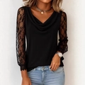 Haut noir pour femme avec col bénitier et détails élégants en dentelle ajourée - S / Noir