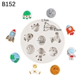 Siliconen mal met astronaut, raket en planeet vormen voor taartdecoratie en chocolade - B152 / Grijs