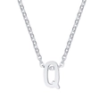 Silver-toned stainless steel necklace featuring a minimalist uppercase letter Q pendant - Letter Q / Silver
