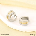Pendientes de aro de acero cepillado bicolor con detalle dorado elegante - Oro Bicolor (KE112936-GC)