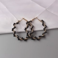 Elegant gold-wrapped black crystal hoop earrings with a vintage geometric faceted design - 3656 Black Gold / Black