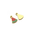 Watermelon fruit charms in red enamel with gold plating for DIY jewelry making - Watermelon / Red