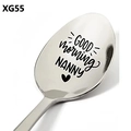 Nahaufnahme des Edelstahllöffels mit Good morning NANNY Gravur und Herzsymbol - Good Morning Nanny