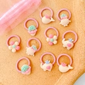 Set di 10 elastici per capelli neonata rosa con simpatici ciondoli animali in resina - 14# Gelato / Set da 10 pezzi
