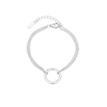 Elegant double-layered silver stainless steel chain bracelet with a minimalist circle charm - Platinum