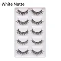 Detail view of 5 pairs of natural manga false eyelashes on a white matte tray - Handmade A20 White Frosted (5 Pairs)