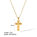 Détail du collier croix plaqué or 18K: hauteur 30mm et longueur ajustable 400+60mm - Croix Pleine Classique Avec Zirconium Central (TN3209-5) / Or