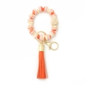 Silicone bead keychain bracelet with orange, cream, purple beads and leather tassel - Orange Cream Purple Mixed Style (2)