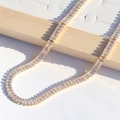 Golden finish choker necklace featuring rectangular clear cubic zirconia in claw setting - 18K Gold 2.5*5mm Horizontal White