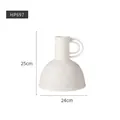 Modern white ceramic art vase with creative double ring handle and matte finish 25cm - HP697 Biscuit White
