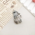 Gothic retro skull hand pendant in silver finish for Halloween jewelry accessories - Halloween Antique Silver Skeleton Hand Bone (13x22mm)