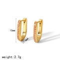 Boucles d'oreilles U plaquées or 18k avec zircons roses et détails de mesure - Or 18 carats / Or Zircone Rose (TE6482-PK)