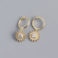 Pendientes de sol bohemios en plata S925 dorada con una piedra preciosa clara y brillante - Plata 925 / Color Oro Amarillo (Par)