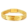 Bracciale a catena Miami 10mm placcato oro 18K con rilievo di chitarra sulla piastra - Oro - Rilievo di Chitarra