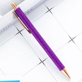 Elegant purple glitter ballpoint pen with luxury rose gold metal accents and clip - Purple (Rose Gold Parts)