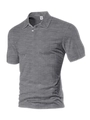Detailed view of dark grey men's short sleeve shirt featuring textured plaid knit fabric - Marl Grey