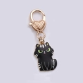 Mignon porte-clés chat noir de dessin animé avec crochet doré en forme de cœur - Expression Chat Noir