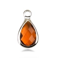 DIY orange birthstone teardrop pendant charm with silver border for jewelry making - Silver - July