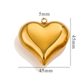 Polished gold stainless steel hollow heart pendant charm with 45mm measurement display - 45mm / Gold