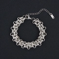Silver woven titanium steel bracelet with industrial cylinder links and K18 tag - Cylindrical Tubular Woven (Style 5) / Silver