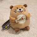 Cute brown otter plush pendant with rainbow fish bone and star strap detail - Small (With Rainbow Strap) / Brown
