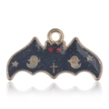 Pendentif chauve-souris Halloween noir à paillettes vertes pour bijoux DIY - Chauve-souris Fantôme