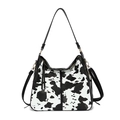Chic black and white cow print tote bag with adjustable shoulder strap in premium PU leather - Cow Print Black