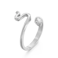 Anillo de serpiente plateado con diseño envolvente y detalles de brillantes diamantes - US 8 / Color Acero