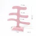 Pink velvet 3-tier T-bar display stand for jewelry and headbands with size dimensions - Pink 3-Tier Earring Stand