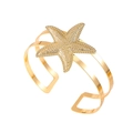 Vintage golden starfish open cuff bracelet with minimalist dual band design for women - Gold Starfish Cuff