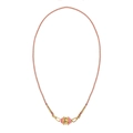 Collar de cordón trenzado chapado en oro 18K con colgante de corazón rosa y gema - Collar Rosa