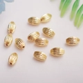 Cuentas de calabaza en forma de oliva bañadas en oro de 14K con rayas para joyería DIY - Cuenta espaciadora de oliva / Oro de 14K