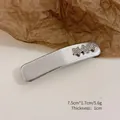 Silver PU leather hair clip with three rhinestone stars, size 7.5x1.7cm and 1cm thick - Square Clip