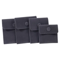 Set of four dark grey velvet jewelry pouches with snap buttons in multiple sizes - Dark Gray