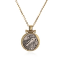 Collier avec pendentif pièce romaine vintage Mars en relief et chaîne dorée - Pendentif Rond Bicolore Athéna