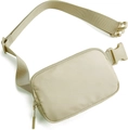 Waterproof polyester waist bag in beige with adjustable strap and durable plastic buckle - Khaki