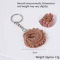 Brown cookie keychain charm with spiral texture, 4cm size, 12g lightweight resin pendant - Coffee C-Shape Spiral Cookie - Keychain