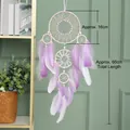 Handmade dream catcher with purple feathers and white beads, length 66cm, hoop 16cm - Purple Dream Intertwined Quality Selection / Default Quality Choice