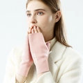 Weiche rosa Plüschstrickhandschuhe ohne Finger mit GUTENG-Logo für Damen im Winter - Geteilter Finger - Dünn / Rosa