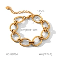 Close-up of gold stainless steel O-link bracelet with lobster clasp and adjustable chain - Gold (HC-B20184)