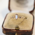 Rose gold crown ring with marquise moonstone and vintage engraving detail - Rose Gold Marquise Moonstone Vintage Ring